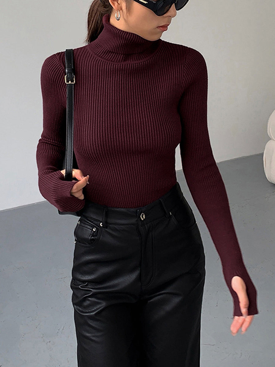 Ruby | Women's Minimalist Slim Turtleneck Stretch Top