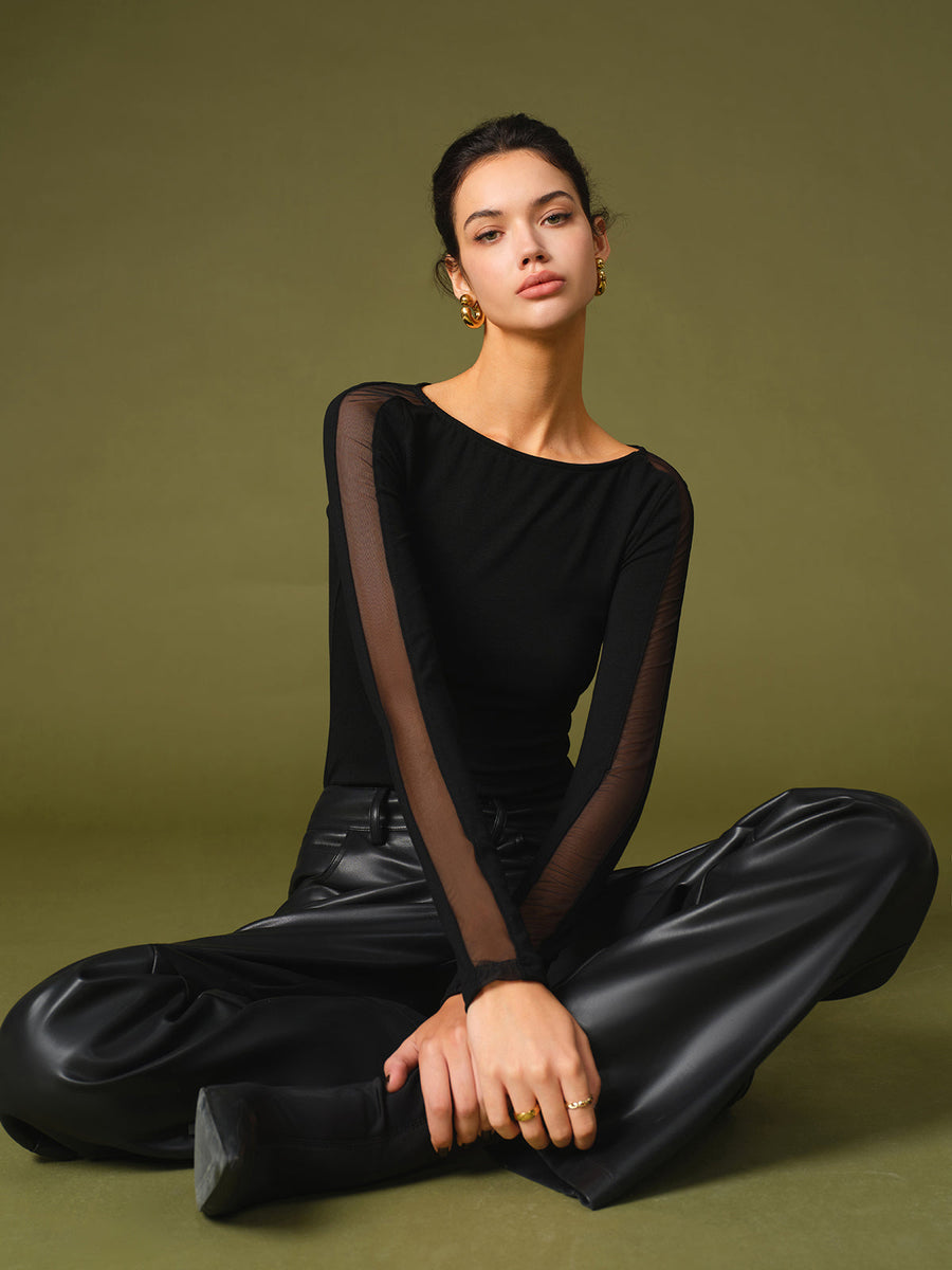 Nicole | Women's Spring Stylish Mesh Sleeve T-Shirt