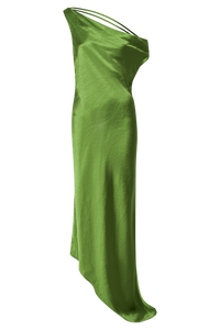 Yvette Asymmetrical Slip Maxi Dress in Emerald