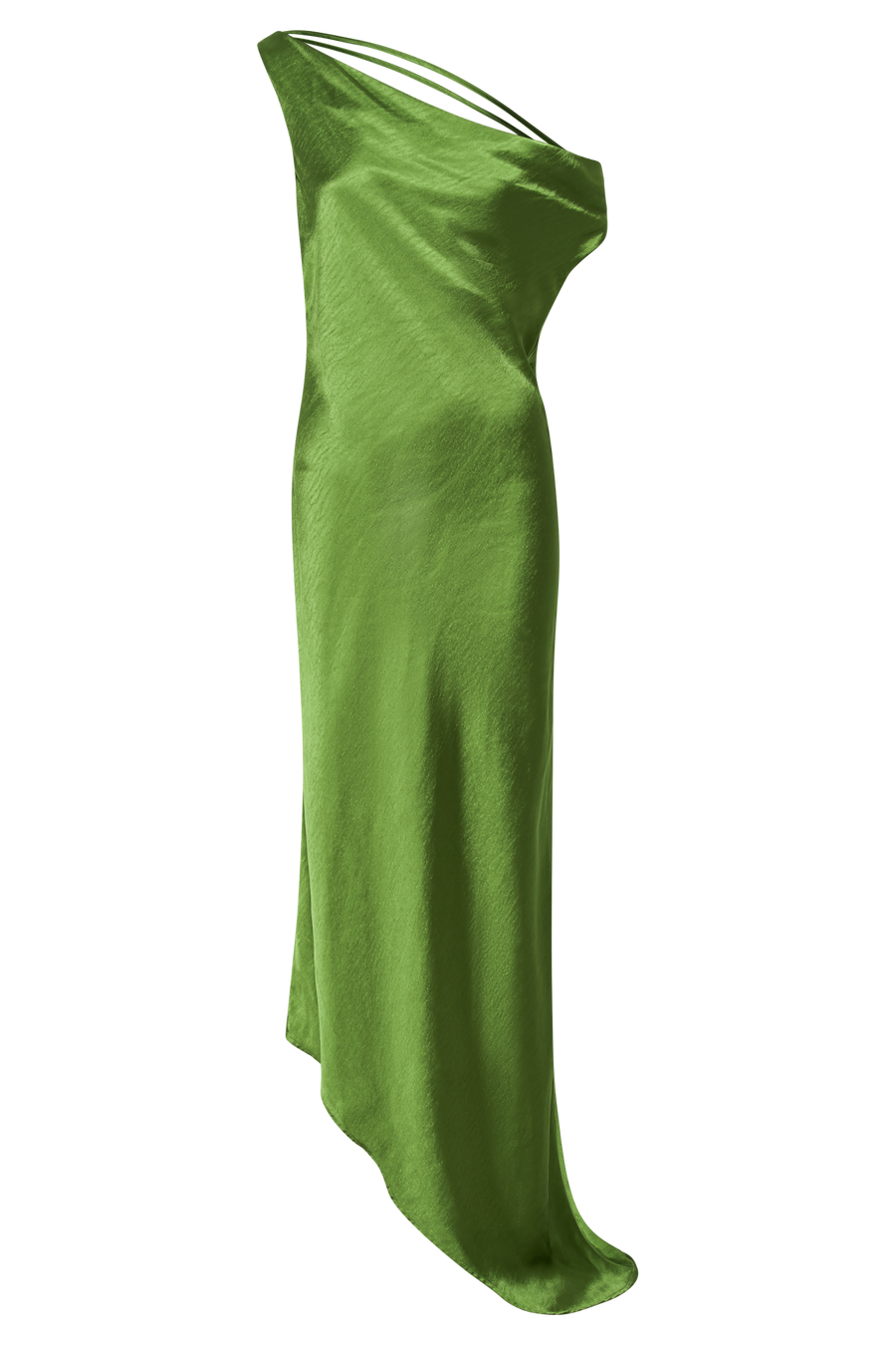 Yvette Asymmetrical Slip Maxi Dress in Emerald