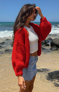 Margot Knit Cardigan in Ruby