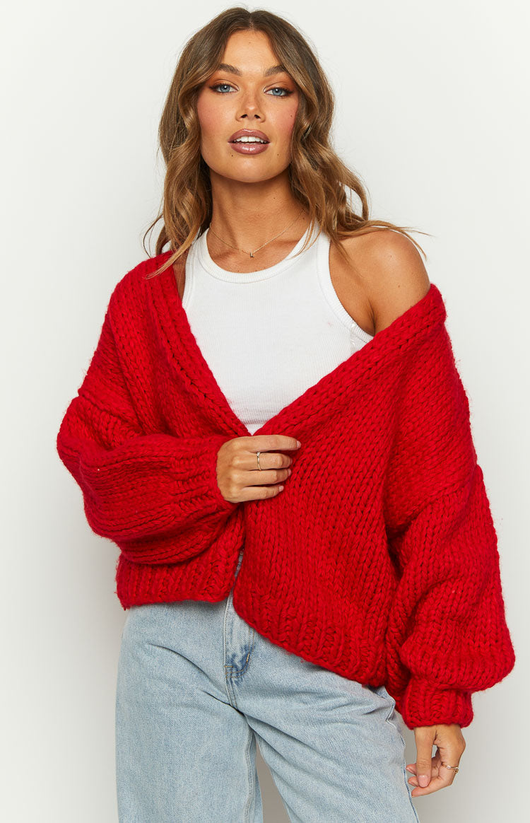 Margot Knit Cardigan in Ruby
