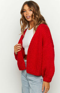 Margot Knit Cardigan in Ruby
