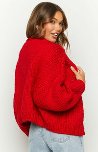 Margot Knit Cardigan in Ruby