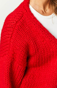 Margot Knit Cardigan in Ruby