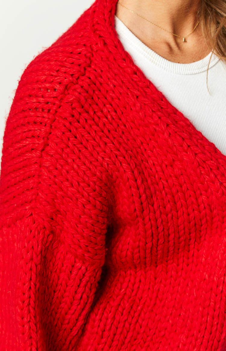 Margot Knit Cardigan in Ruby