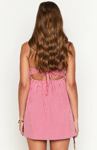 Margot Gingham Strapless Mini Dress