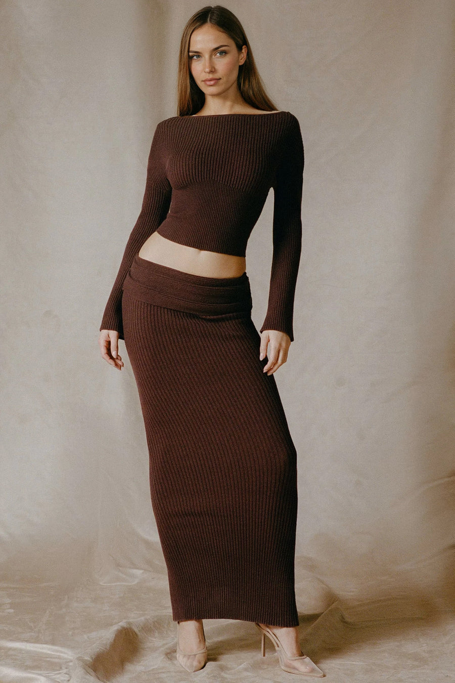 ANISE RIBBED MAXI SKIRT SET