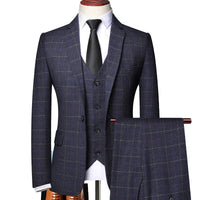 Men's Plaid Three-Piece Wedding Guest Suit