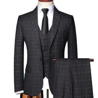 Men's Plaid Three-Piece Wedding Guest Suit