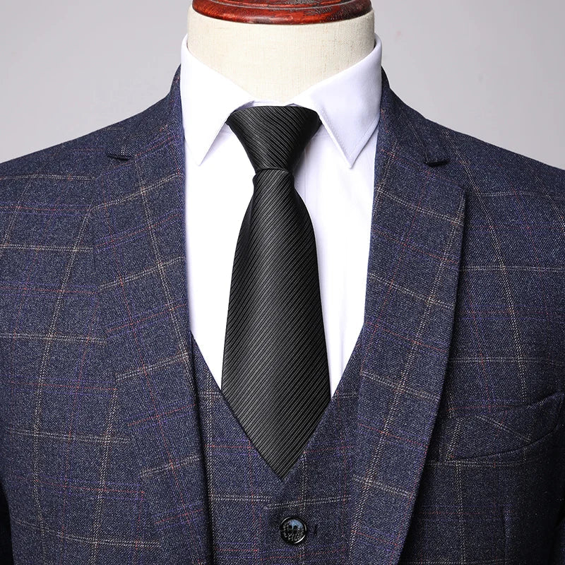 Men's Plaid Three-Piece Wedding Guest Suit
