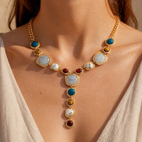 Boho Geometric Stone Charm Necklace