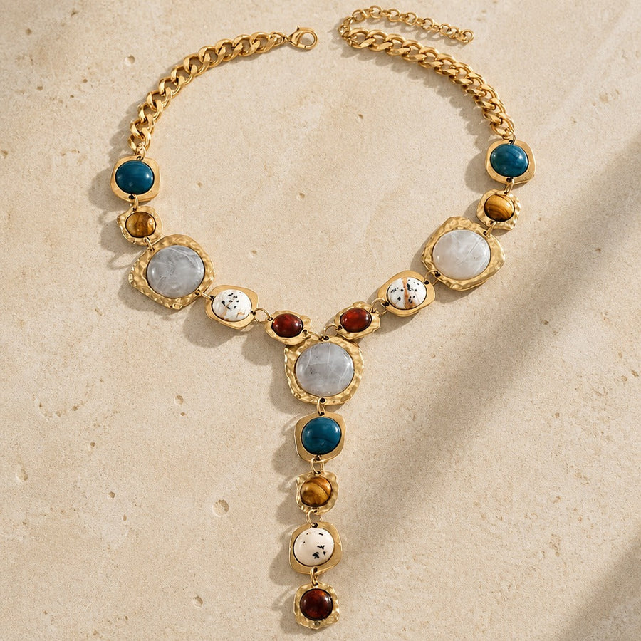 Boho Geometric Stone Charm Necklace
