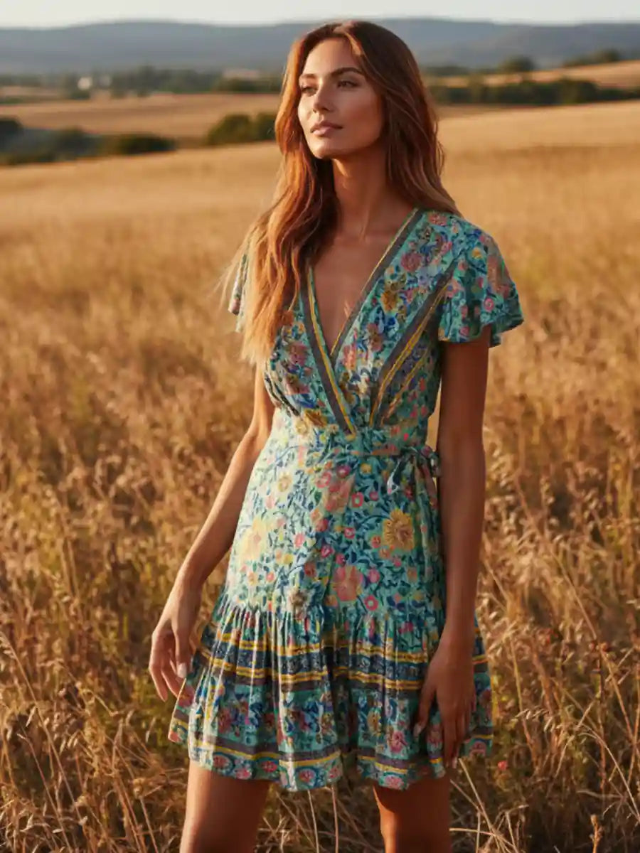 Boho Inspired Floral Mini Dress