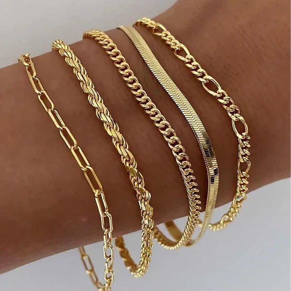 Helen – Layered Gold Bracelet Set in Gold