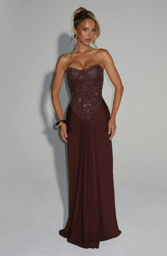 NATHALIE STRAPLESS EMBELLISHED GOWN