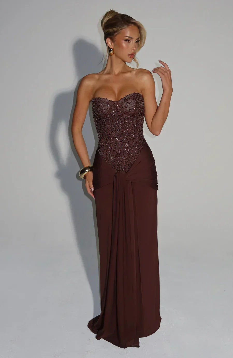 NATHALIE STRAPLESS EMBELLISHED GOWN