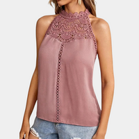 Lara | Women's Halter Neck Lace Yoke Sleeveless Top