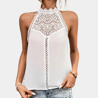 Lara | Women's Halter Neck Lace Yoke Sleeveless Top