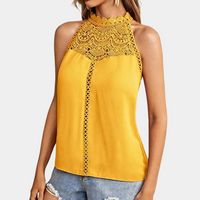 Lara | Women's Halter Neck Lace Yoke Sleeveless Top
