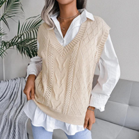 Women's Cable Knit Sweater Vest V-Neck