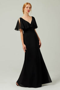 Valentina Chiffon Column Dress in Fiery Red