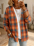 Women Spring/Fall Outerwear Casual Printing Plaid Long Sleeve Jacket
