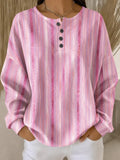 Casual Henley Collar Ombre Sweatshirt