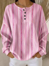 Casual Henley Collar Ombre Sweatshirt