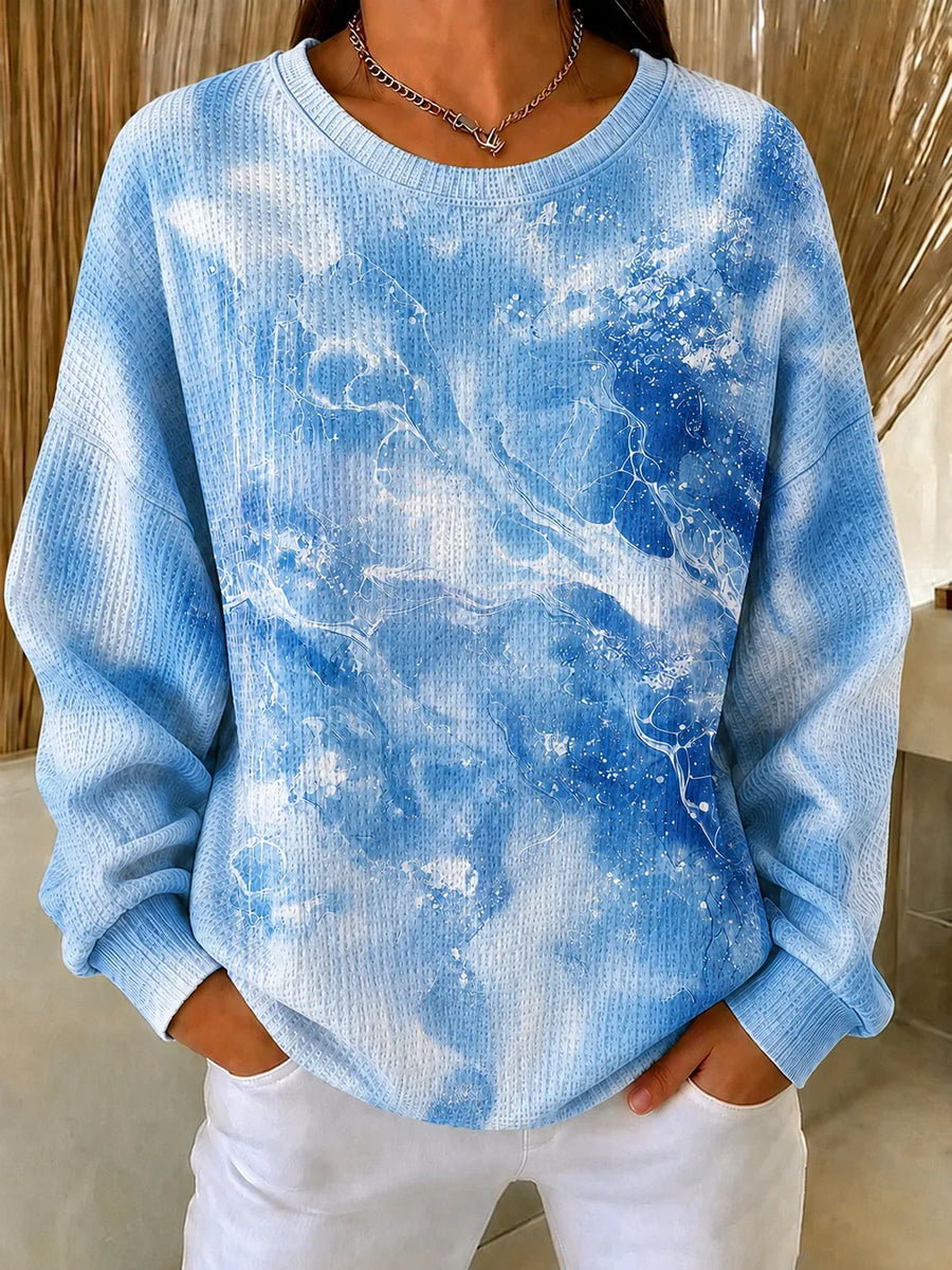 Casual Random Print Crew Neck Long Sleeve Sweatshirt