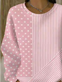 Casual Striped Crew Neck Sweatshirt
