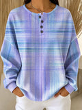 Casual Ombre Henley Collar Simple Long Sleeve Sweatshirt