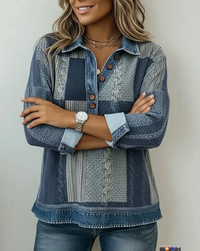 Long Sleeve Sweatshirt with Color Block Print