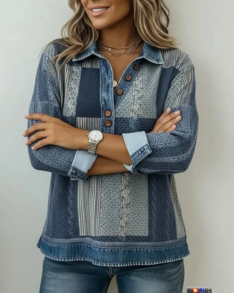 Long Sleeve Sweatshirt with Color Block Print