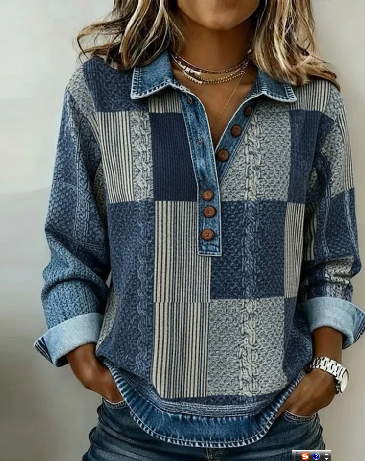 Long Sleeve Sweatshirt with Color Block Print