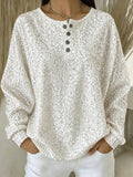 Casual Plain Henley Collar Long Sleeve Sweatshirt