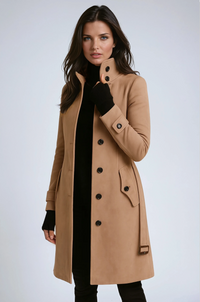 SANDY | HIGH NECK BUTTON LONG COAT
