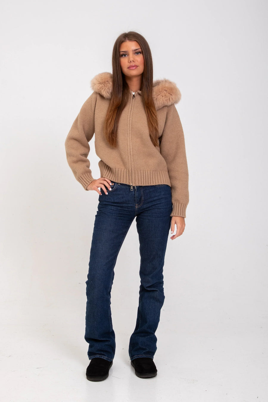 CHLOE | FAUX FUR HOODED CROPPED JACKET