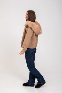 CHLOE | FAUX FUR HOODED CROPPED JACKET