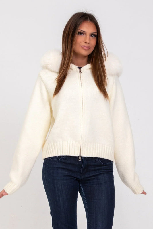 CHLOE | FAUX FUR HOODED CROPPED JACKET