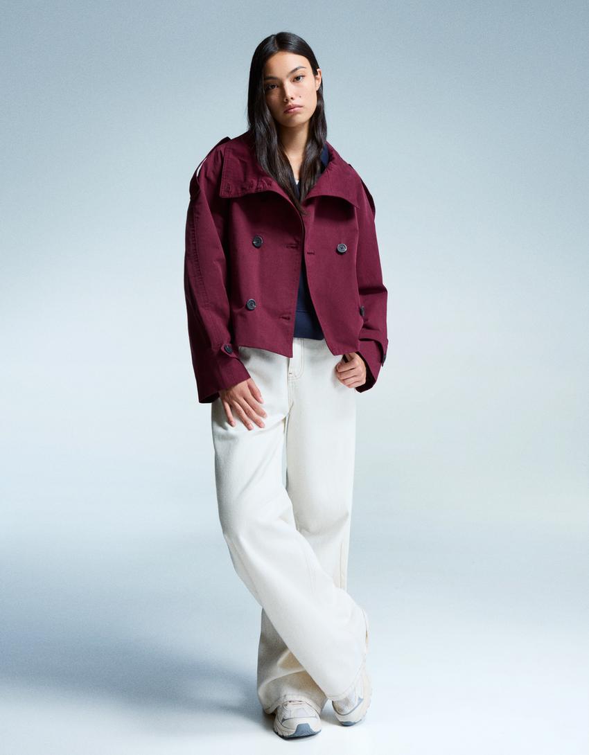 Clara | Double Breasted Cropped Trench Coat