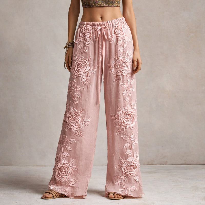 Women's Floral Wide Leg Trousers