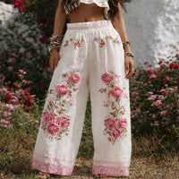 Women's Floral Wide Leg Trousers