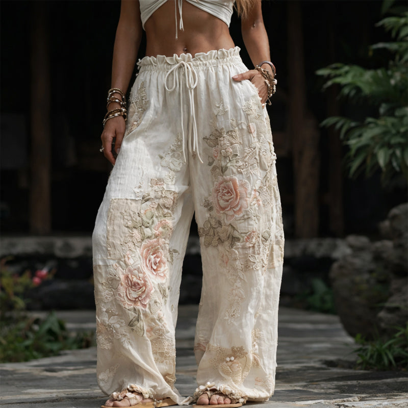 Women's Floral Wide Leg Trousers