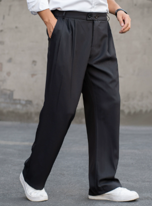 David | Men's Spring Pleated Straight Formal Trousers