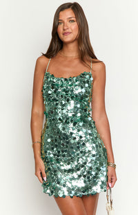 Iris Sequin Mini Dress in Aqua