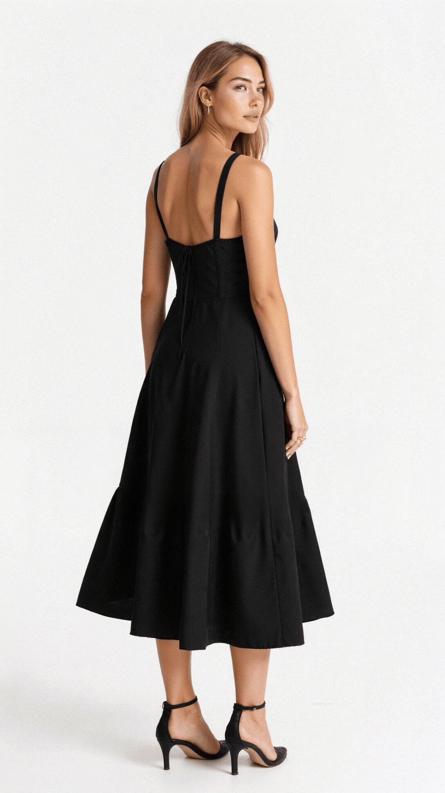 Birgit | Women's Corset Midi Dress with Flowing Skirt