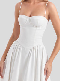 Bustier Tea-Length Midi Dress with Pockets