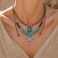 Crushed Stone Dragonfly Pendant Necklace