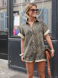 Selina | Women's Leopard Print Casual Shirt Romper
